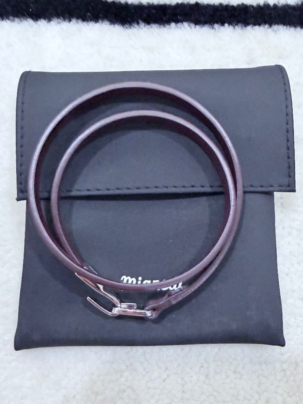 Miansai Moore Wrap Sterling Silver Hook in Burgundy Leather Wrap Around Bracelet